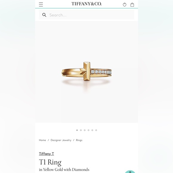 Tiffany T1 Ring in Yellow Gold with Diamonds - Picture 3 of 4